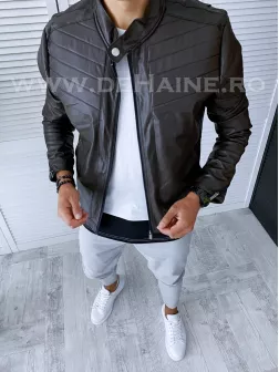 Geaca barbati dark brown piele ecologica B2841 T5-1